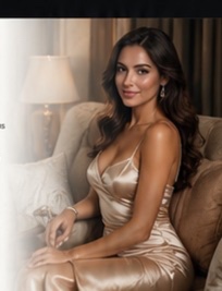 Elegant woman seated in a refined interior